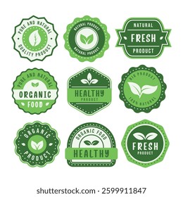Natural product badge vector set