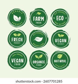 Natural product badge vector set	