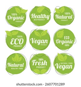 Natural product badge vector set	