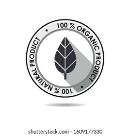 Natural product certificate. Image of a leaf as a symbol of organic product.