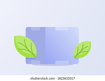 Hoja de concepto de producto natural en el embalaje de caja fondo aislado blanco con estilo plano