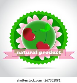 Natural product emblem with fruit, vector design
