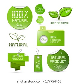 Natural Product Green Labels - Tags - Stickers Set