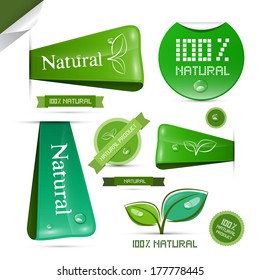 Natural Product Green Labels - Tags - Stickers Set