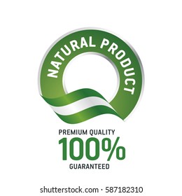 Natural Product Green Ribbon Label Logo Icon