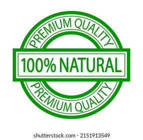 Natural product icon label. 100 percent organic certified. Farm fresh, buy local. Line premium quality logo badge with green leaves. Eco bio food emblems for farmers market, healthy goods