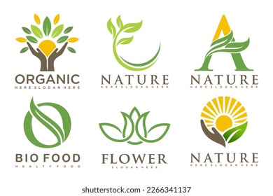 diseño de logotipo de conjunto de iconos de producto natural