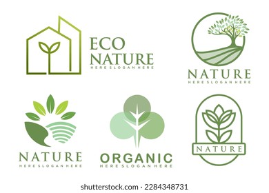 Natural product icon set logo design vector template.