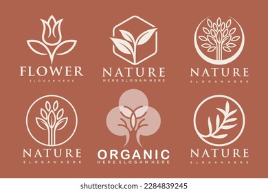 Natural product icon set logo design vector template.