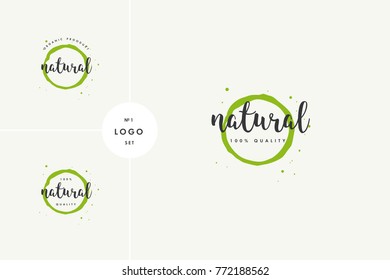 Natural product icons and elements collection for food market, ecommerce, organic products promotion, healthy life and premium quality food and drink
