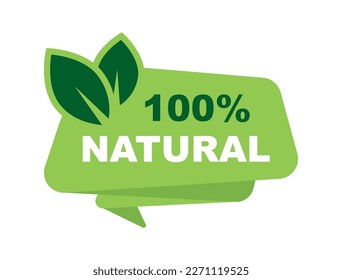 Natural product label. 100 percent natural. Organic, eco and bio symbol. Healthy food icon. Vector illustration.