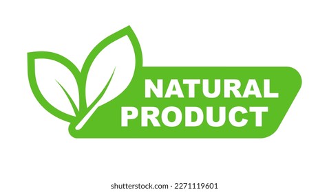 Natural product label. 100 percent natural. Organic, eco and bio symbol. Healthy food icon. Vector illustration.