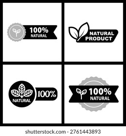Natural Product Label Collection Vector Set Organic Quality Stamp Minimal Clean Design