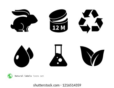 Natural product label icons set