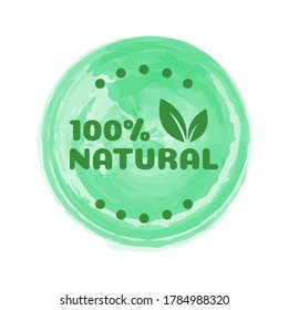 Natural Product Label. Made with a sticker label made from eco-friendly green natural ingredients. Vector illustration