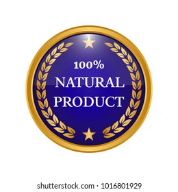Natural product label on white background. Vector illustration