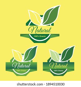 Natural product labels design vector 01