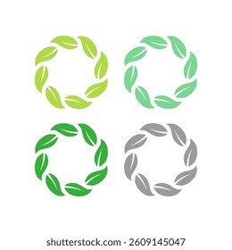 NATURAL PRODUCT LEAVES IN CIRCLE SIGN SYMBOL LOGO
