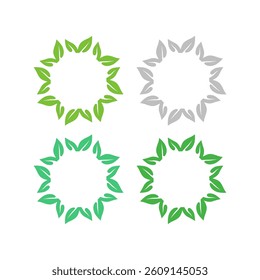 NATURAL PRODUCT LEAVES IN CIRCLE SIGN SYMBOL LOGO
