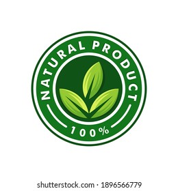 Natural product logo design with leaves. Health food icon. Natural symbol logotype vector illustration