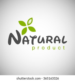 Natural product logo design template Vector illustration. Branch with green leaves