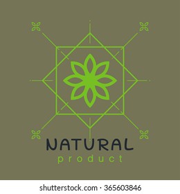 Natural product logo design template Vector illustration. Branch with green leaves