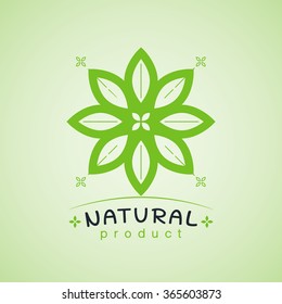 Natural product logo design template Vector illustration. flower with leaves