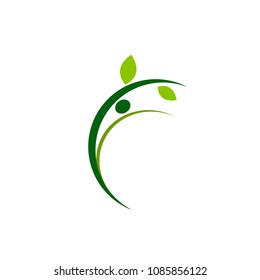 Natural product logo design vector template. Leaf icon,alphabet