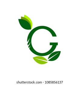 Natural product logo design vector template. Leaf icon,alphabet