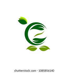 Natural product logo design vector template. Leaf icon,alphabet