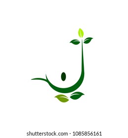 Natural product logo design vector template. Leaf icon,alphabet