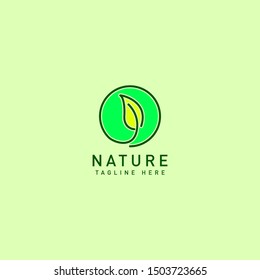 Natural product logo design, vector template. Leaf icon. Vector logo pattern of natural elements. Linear icon of landscape with trees, badge for a travel. Botani Natural Logo.