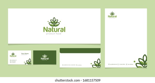 Natural product logo design vector template bundle with card name.