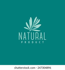Natural product logo design vector template. Branch with leaves 