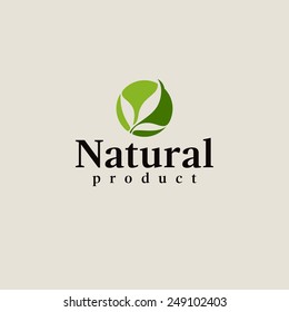 Natural Product Logo Design Vector Template. Leaf Icon