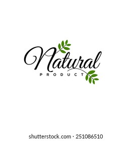Diseño del logotipo del producto natural modelo vectorial con hojas