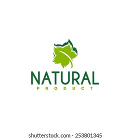 Plantilla vectorial de diseño de logotipo de producto natural. Icono de hoja