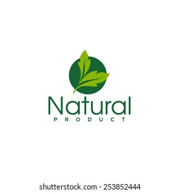 Natural product logo design vector template. Leaf icon