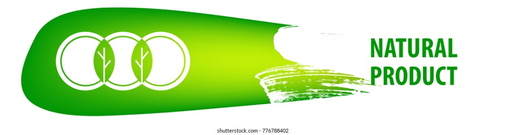 Natural product. Logo for vegan restaurant. Three circles that resemble plate with tree and leaf. Delivery for vegetarian organic food business. 
