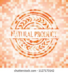 Natural Product orange mosaic emblem with background