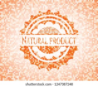 Natural Product orange mosaic emblem with background