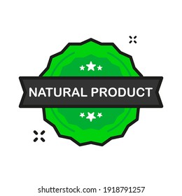 Natural Product organic badge green Stamp icon in flat style on white background. Vector illustration.