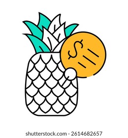 natural product pineapple line icon vector. natural product pineapple sign. isolated symbol illustration