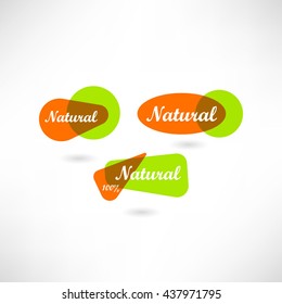 Natural product set. Vector logo designs in orange and green.