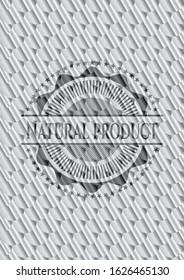 Natural Product shiny silver emblem. Scales pattern. Vector Illustration. Detailed.