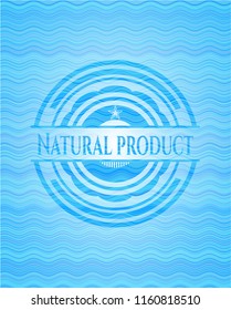 Natural Product sky blue water badge background.