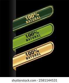 
Natural product sticker emblem label sign icon, an element for food, beverage, and health product packaging.
