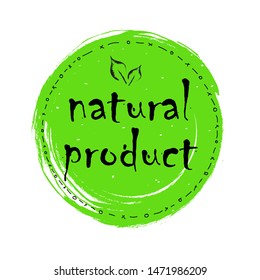 Natural product. Vector eco, vegan labels with sketch drawing design elements. Vector illustration.
