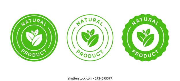 Natural Product Vector Icon Circle Sign. Healthy Food Emblem. Organic food Badge.