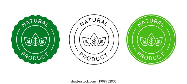 Natural Product Vector Icon Circle Label Sign. Healthy Food Emblem. Organic food Badge Sticker. 